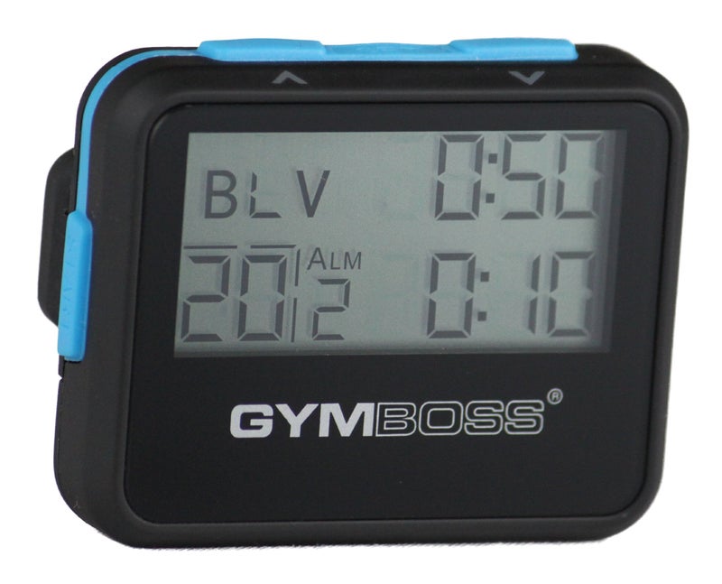 Gymboss مؤقت جيمبوس وفترة توقيت وساعة مع حزام ساعة - حزمة (أسود مع أزرار زرقاء، مقاس واحد يناسب الجميع) - Image 2